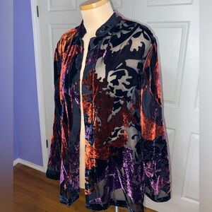 Chico’s Rustic Burnt Velvet Kimono Blazer Top, Whimsigoth
